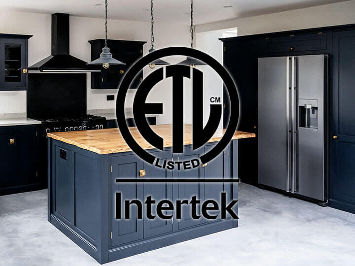 ETL Listed Mark with the background of a modern kitchen