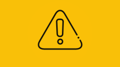 A warning icon on yellow background